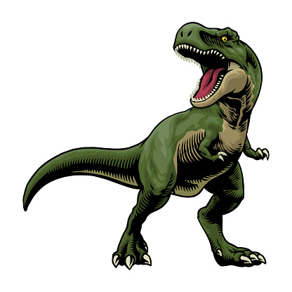 Vector of Angry Roaring T-Rex Illustration in Vintage Style