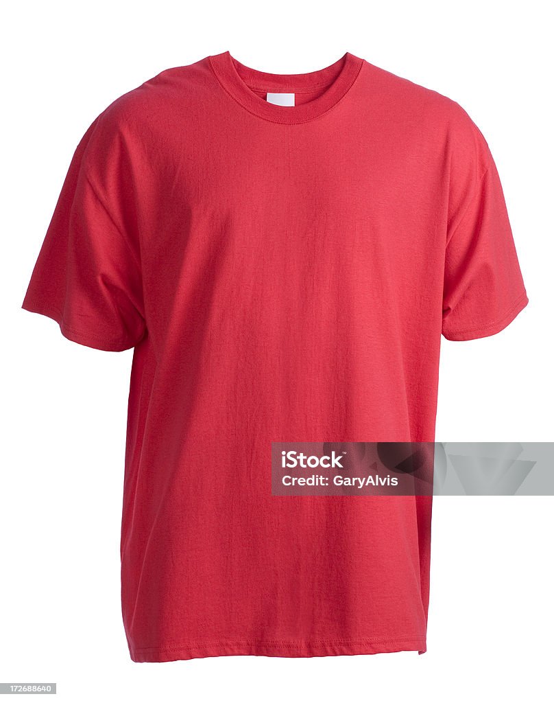 Vermelho, branco, manga curta t-shirt frente-isolado a branco - Royalty-free T-Shirt Foto de stock