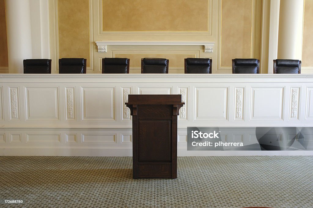 podium Podium and panel chairs.related: Lectern Stock Photo