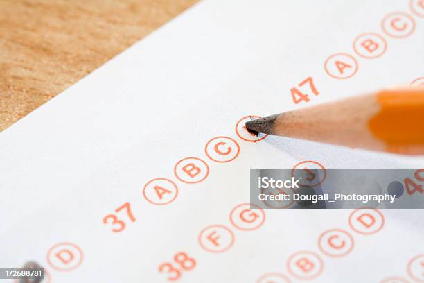 Test Answer Sheet Stock Photo - Download Image Now - Report Card, Circle, Close-up