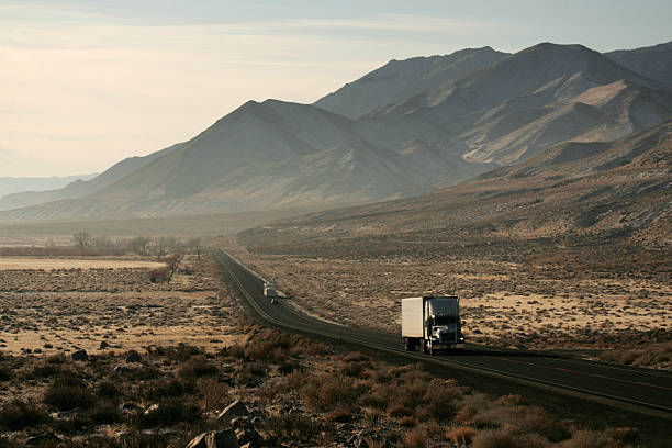 desert i trucker - nevada desert landscape cactus zdjęcia i obrazy z banku zdjęć