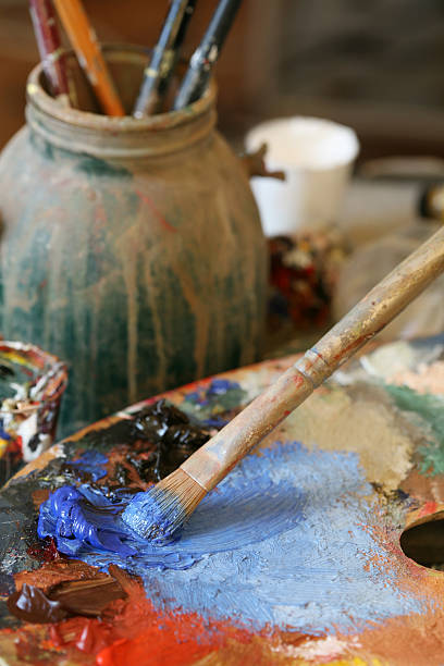 istock Paintbrush with oil paint in the Artist's Studio 172691173