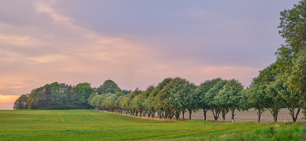 The beautiful colors of autumn - sunset in the countryside in early autumn