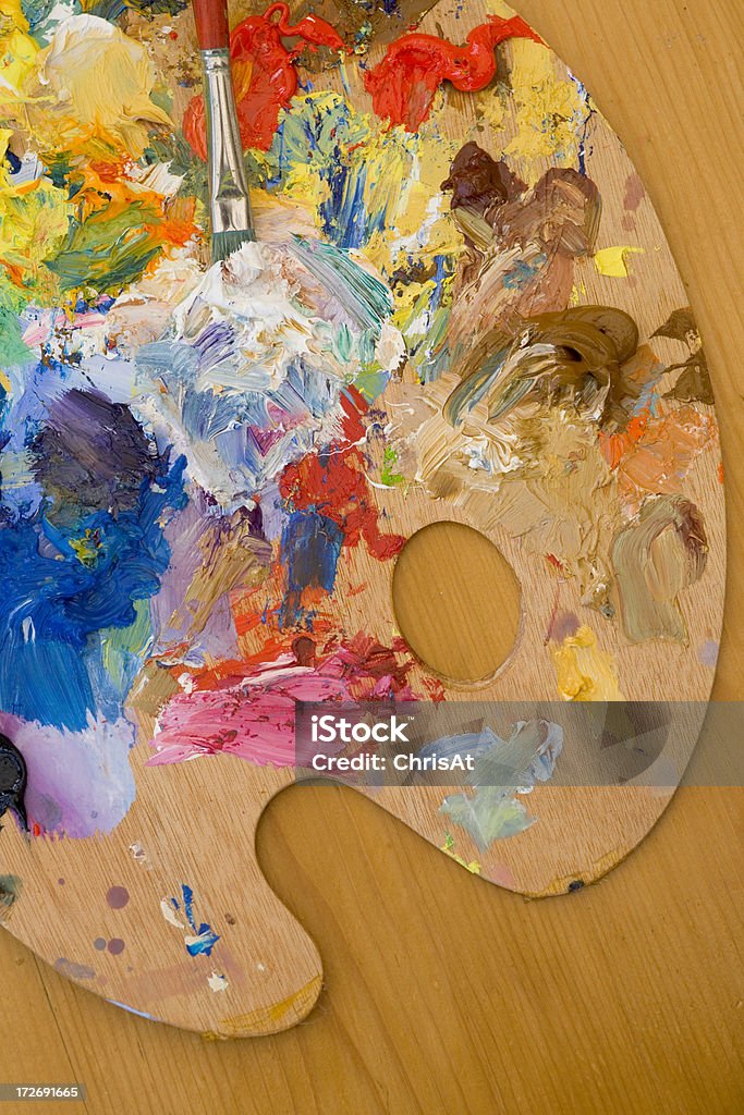 Tavolozza di artisti Pittura ad olio - Foto stock royalty-free di Arte