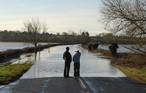 Flooded Road, River Avon #1 stock photo