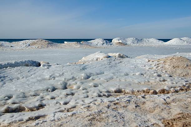 Lake Michigan Icecastles stock photo