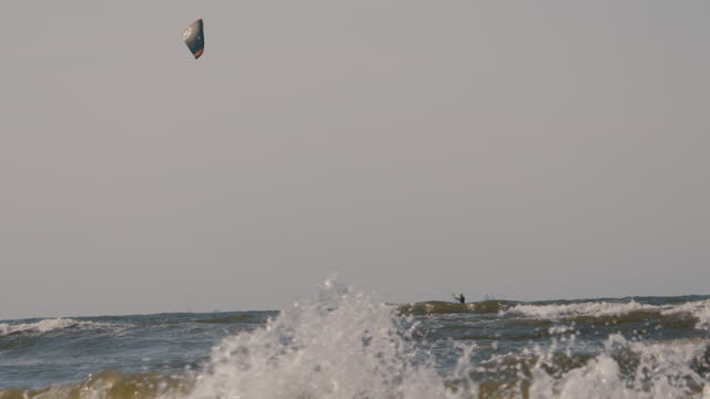Kiteboard on the windy Sea