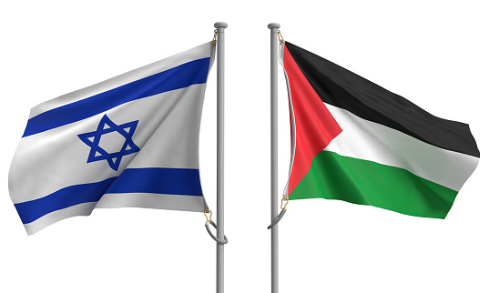 israel palestine flag waving