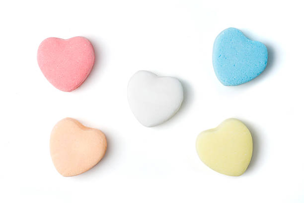 blanco corazón de caramelo - valentine candy fotografías e imágenes de stock