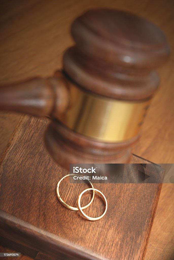 Legal marriage concept Gavel and engagement rings.Many more at: Family Law Stock Photo