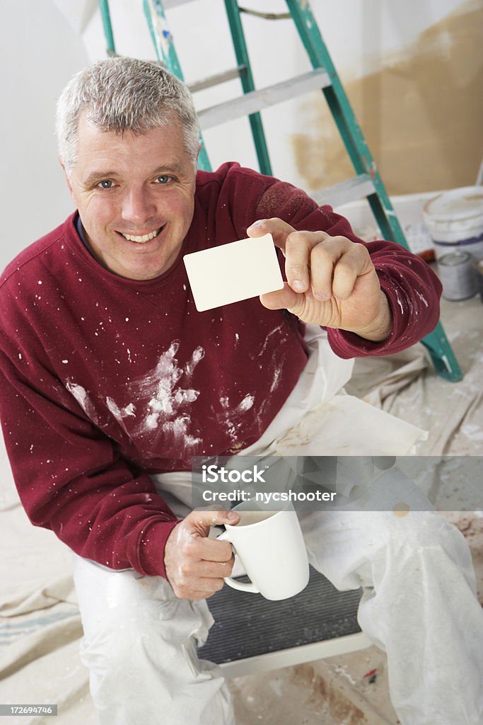 Pintor em intervalos para café. - Foto de stock de Cartão de crédito royalty-free