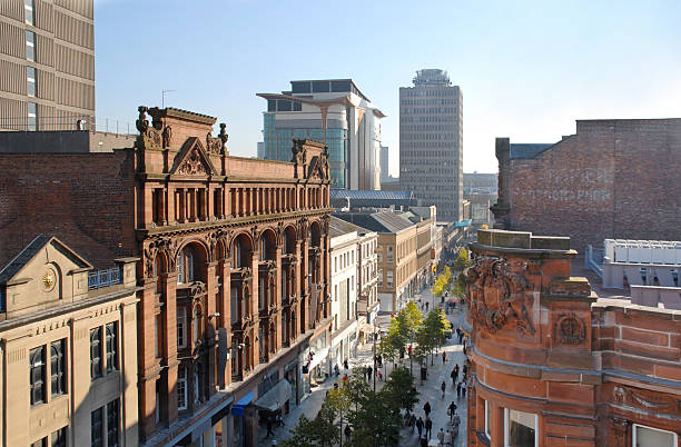 Glasgow Sauchiehall Street 2 One of the main shopping streets in Glasgow, UK. About 10am on a sunny and crisp autumn day. glasgow scotland stock pictures, royalty-free photos & images