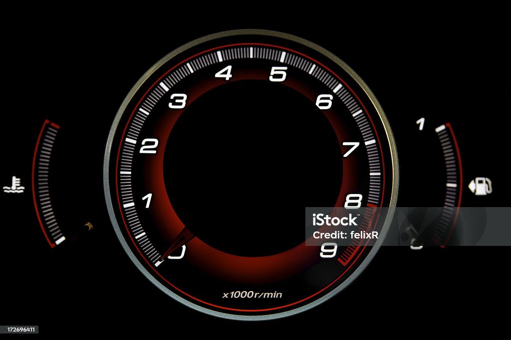 Tachometer A very cool Tachometer (soft focus on numbers). Speedometer Stock Photo