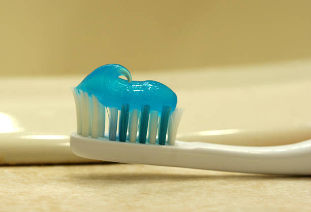 Blue toothpaste stock photo