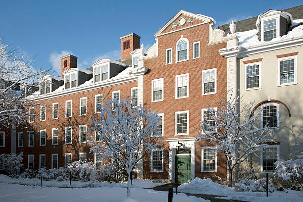 Harvard University Buildings In Winter stock photo