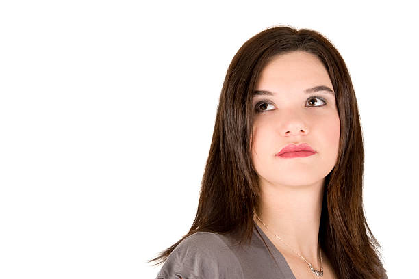 istock Brunette Woman Looks Up 172697218