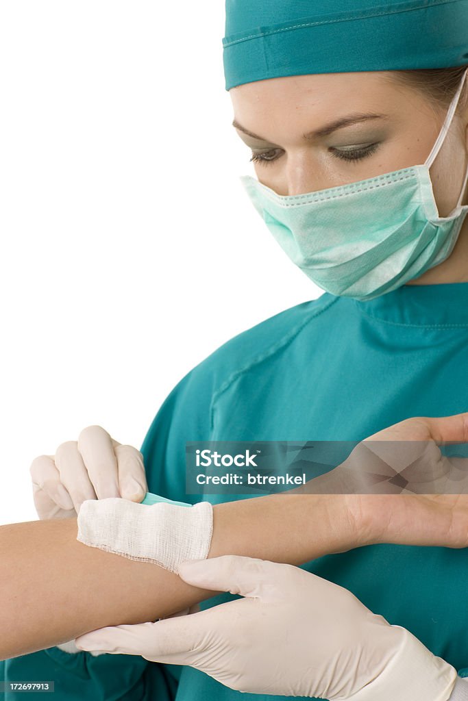 Wounded Fixing it Beautiful People Stock Photo