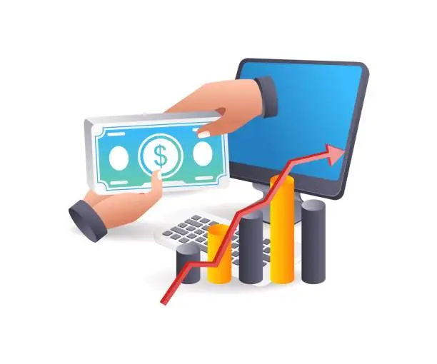 Vector illustration of Earn money from computers with online businesses