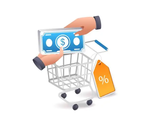 Vector illustration of Get cashback from purchase discounts