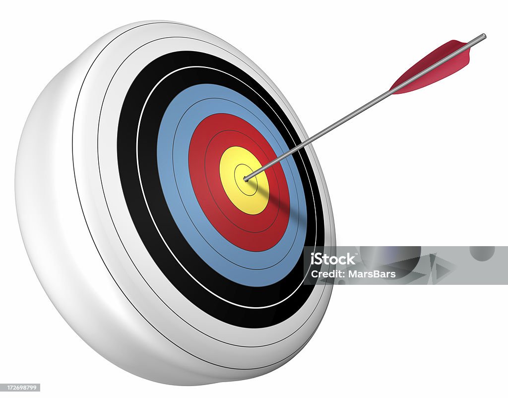 3 d bullseye e flecha - Foto de stock de Fundo Branco royalty-free