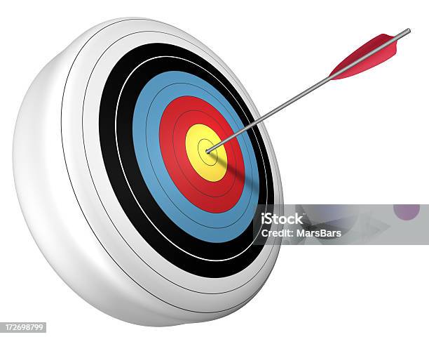 Foto de 3 D Bullseye E Flecha e mais fotos de stock de Fundo Branco - Fundo Branco, Alvo, Tiro com arco