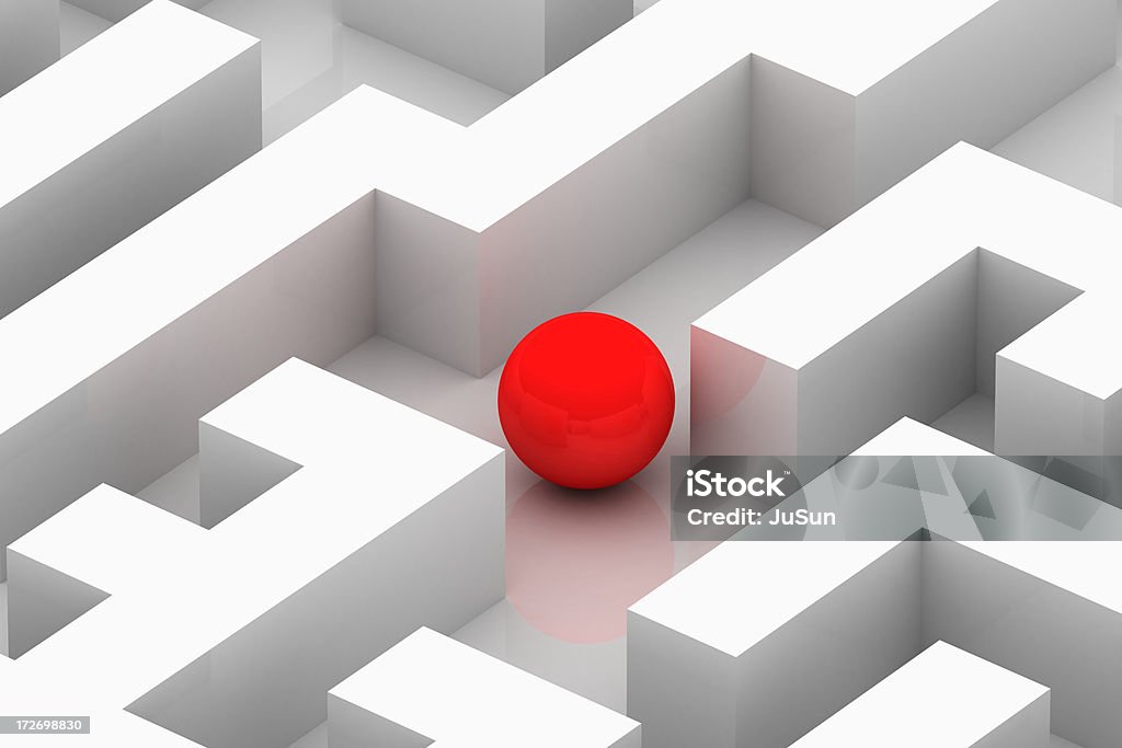 Esfera vermelha no labirinto - Royalty-free Labirinto Foto de stock