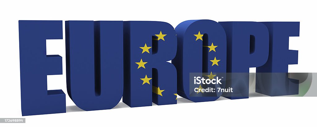 3 D Europa com bandeira - Foto de stock de Azul royalty-free