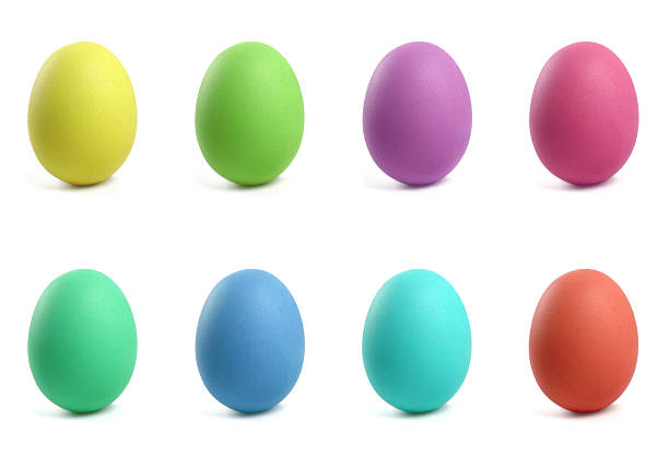 Coloured easter eggs (XXL) Coloured eggs for easter, on white background easter egg photos stock pictures, royalty-free photos & images