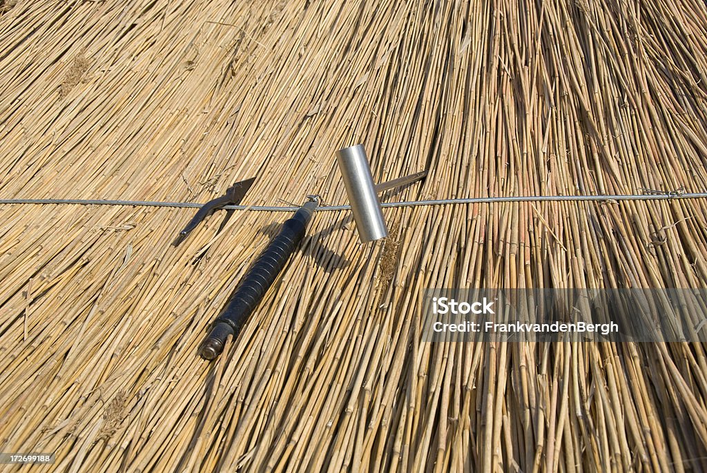 Thatching tools Roof thatcher's tools for binding and modelling the reed.Related images; Antique Stock Photo