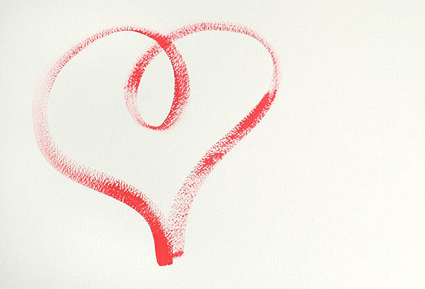 Arty Heart Drawing in Red Lipstick on White