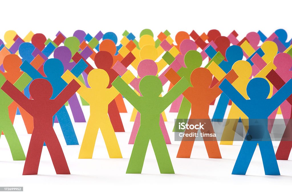 Tifo all'unisono - Foto stock royalty-free di Catena di figure di carta