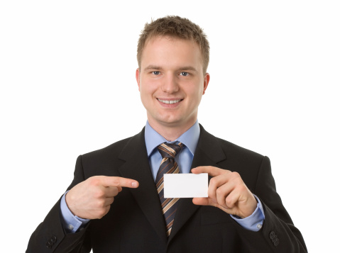 young happy businessman showing empty business card isolated on whiteSome of my pictures with the same model: