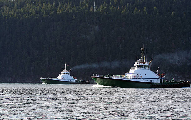 ツイン tugboats - tugboat puget sound nautical vessel pulling ストックフォトと画像