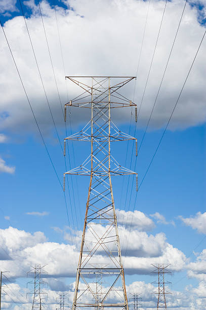 High Voltage Power Line Towers stock photo