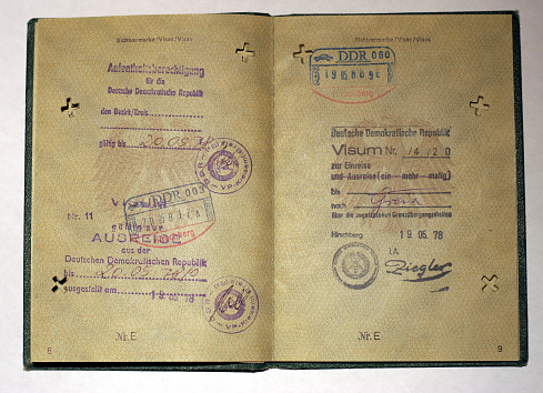 old passport stamps from east germany
