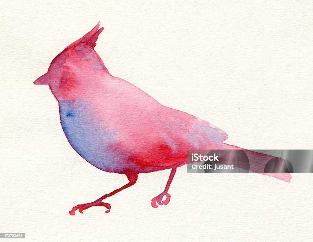 Hyperolius vermelho e roxo de aves em Aquarela - Royalty-free Pintura em Aquarela Foto de stock