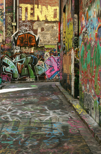An alley covered in graffiti