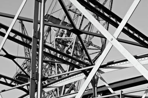 old crane and old bridge... heavy metal.