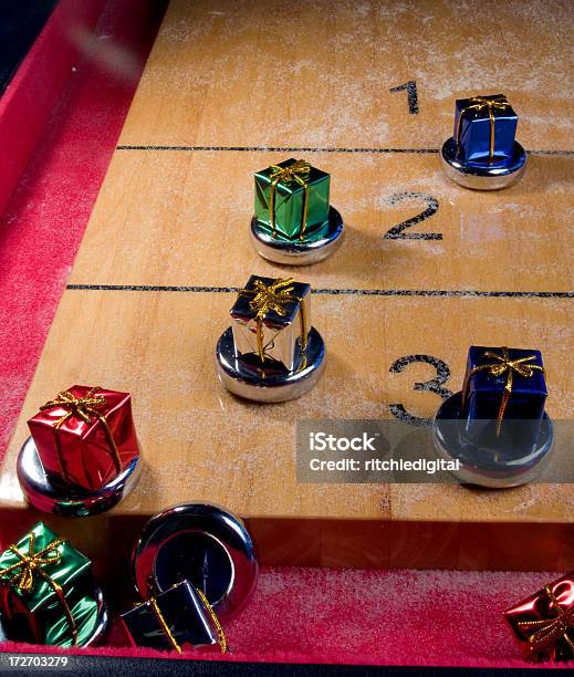 Shuffleboard Table End With Gifts Stock Photo - Download Image Now - Celebration Event, Christmas, Gift