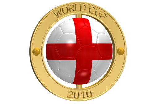 3d ray traced rendering of a golden  World Cup 2010 Football Medallion aa England