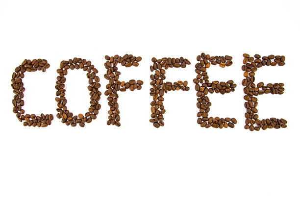 Coffee word made of beans stock photo