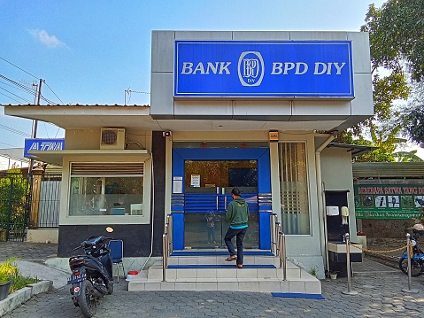 Yogyakarta, Indonesia - October 05, 2023 : A BPD DIY bank building in the city of yogyakarta
