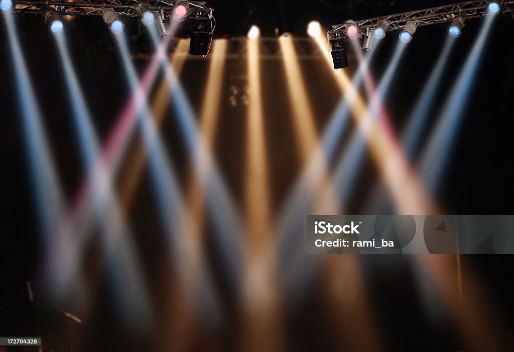 Spotlight show for stage performance Music Style Light show on dark background with the help of photoshop cs3 Stage Light Stock Photo