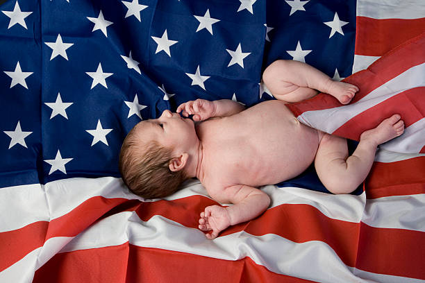 Recém-nascidos e patriot - foto de acervo