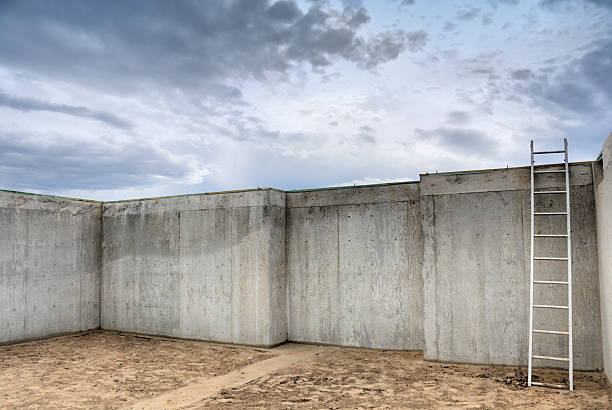 Construction In Abstract  -  New Foundation Walls At Early Sunrise