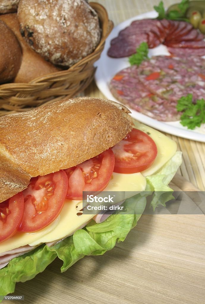 Prosciutto formaggio Sub - Foto stock royalty-free di Carne