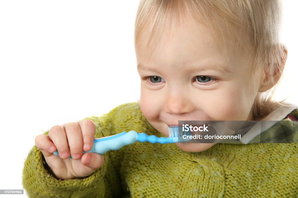 幸せな赤ちゃん、歯ブラシ - 1人のロイヤリティフリーストックフォト