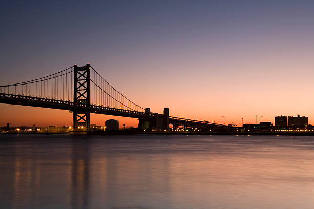 Ben Franklin Bridge at Dawn stock photo