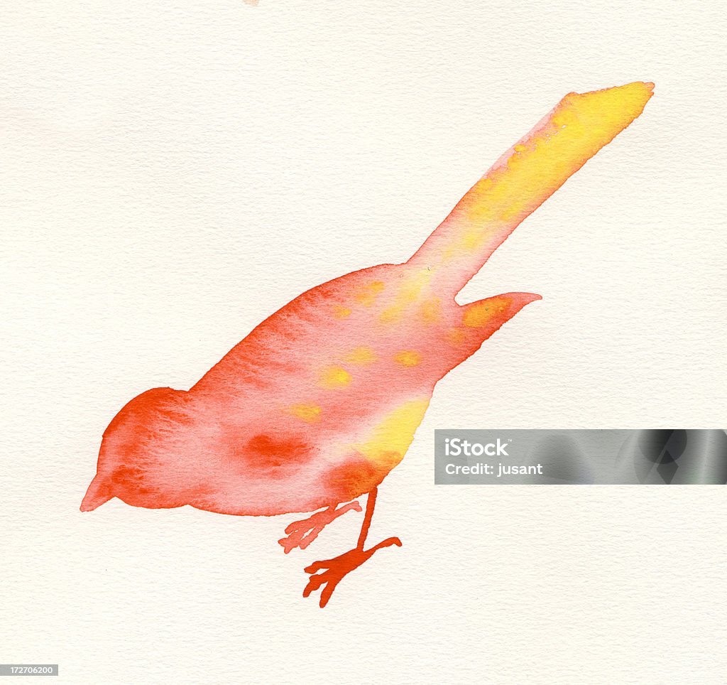 Hyperolius vermelho e amarelo de aves em Aquarela - Royalty-free Pintura em Aquarela Foto de stock