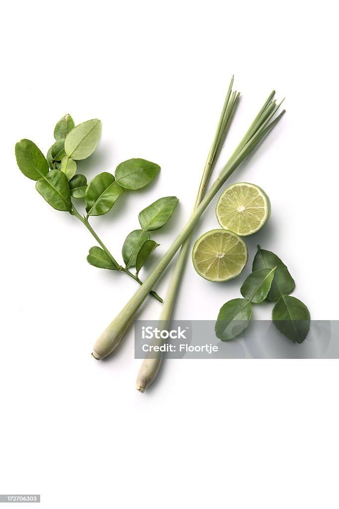 Asian ingredienti: Citronella e Lime, Cafro Limeleaf - Foto stock royalty-free di Agrume